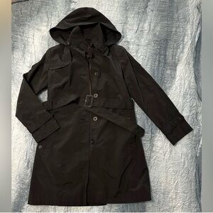 123. Gallery Women's Classic Black Trench Coat rain coat
